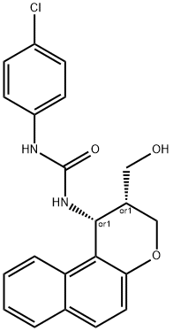 N-(4-CHLOROPHENYL)-N'-[2-(HYDROXYMETHYL)-2,3-DIHYDRO-1H-BENZO[F]CHROMEN-1-YL]UREA 结构式