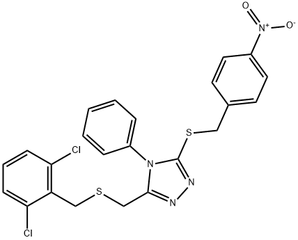 2,6-Dichlorobenzyl (5-[(4-nitrobenzyl)sulfanyl]-4-phenyl-4H-1,2,4-triazol-3-yl)methyl sulfide 结构式