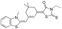3-Ethyl-5-[3-((3-methyl-2-benzothiazolinylidene)methyl) 5,5-dimethyl-2-cyclohexen-1-ylidene] rhodanine 结构式