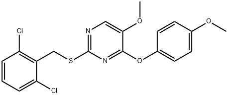 2-[(2,6-DICHLOROBENZYL)SULFANYL]-4-(4-METHOXYPHENOXY)-5-PYRIMIDINYL METHYL ETHER 结构式