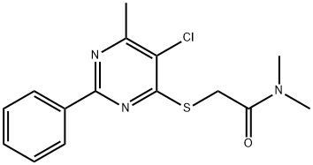 2-[(5-CHLORO-6-METHYL-2-PHENYL-4-PYRIMIDINYL)SULFANYL]-N,N-DIMETHYLACETAMIDE 结构式