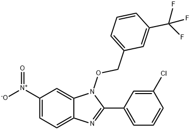 2-(3-CHLOROPHENYL)-6-NITRO-1-([3-(TRIFLUOROMETHYL)BENZYL]OXY)-1H-1,3-BENZIMIDAZOLE 结构式