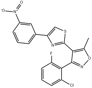 3-(2-CHLORO-6-FLUOROPHENYL)-5-METHYL-4-[4-(3-NITROPHENYL)-1,3-THIAZOL-2-YL]ISOXAZOLE 结构式