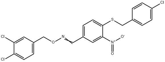 4-[(4-CHLOROBENZYL)SULFANYL]-3-NITROBENZENECARBALDEHYDE O-(3,4-DICHLOROBENZYL)OXIME 结构式