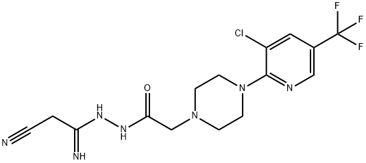 2-(4-[3-CHLORO-5-(TRIFLUOROMETHYL)-2-PYRIDINYL]PIPERAZINO)-N'-(2-CYANOETHANIMIDOYL)ACETOHYDRAZIDE 结构式