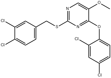 2-[(3,4-DICHLOROBENZYL)SULFANYL]-4-(2,4-DICHLOROPHENOXY)-5-METHOXYPYRIMIDINE 结构式