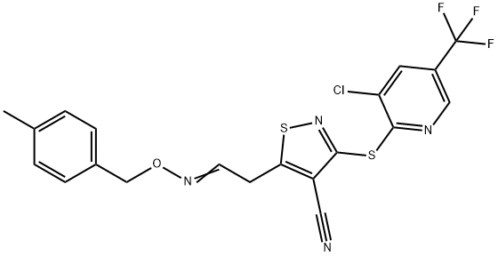 3-([3-CHLORO-5-(TRIFLUOROMETHYL)-2-PYRIDINYL]SULFANYL)-5-(2-([(4-METHYLBENZYL)OXY]IMINO)ETHYL)-4-ISOTHIAZOLECARBONITRILE 结构式