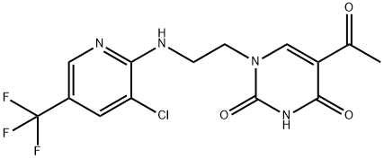 5-Acetyl-1-(2-([3-chloro-5-(trifluoromethyl)-2-pyridinyl]amino)ethyl)-2,4(1H,3H)-pyrimidinedione 结构式