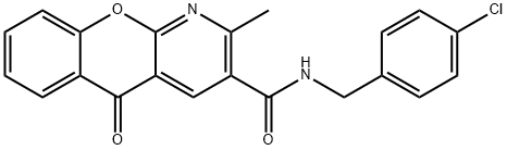 N-(4-CHLOROBENZYL)-2-METHYL-5-OXO-5H-CHROMENO[2,3-B]PYRIDINE-3-CARBOXAMIDE 结构式