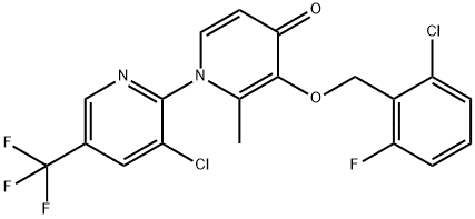 3-[(2-CHLORO-6-FLUOROBENZYL)OXY]-1-[3-CHLORO-5-(TRIFLUOROMETHYL)-2-PYRIDINYL]-2-METHYL-4(1H)-PYRIDINONE 结构式