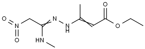 Ethyl 3-[2-(methyl-2-nitroethanimidoyl)hydrazino]-2-butenoate 结构式