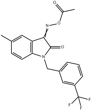 3-[(Acetyloxy)imino]-5-methyl-1-[3-(trifluoromethyl)benzyl]-1,3-dihydro-2H-indol-2-one 结构式