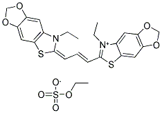 3-ETHYL-2-(3-(3-ETHYL-5,6-METHYLENEDIOXY-2-BENZOTHIAZOLINYLIDENE)-1-PROPENYL-5,6-METHYLENEDIOXY) BENZOTHIAZOLIUM ETHYL SULFATE 结构式
