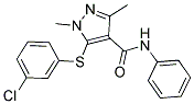 5-[(3-CHLOROPHENYL)SULFANYL]-1,3-DIMETHYL-N-PHENYL-1H-PYRAZOLE-4-CARBOXAMIDE 结构式