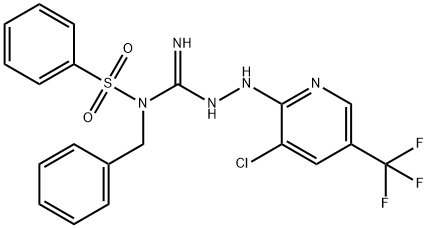 N-((BENZYLAMINO)(2-[3-CHLORO-5-(TRIFLUOROMETHYL)-2-PYRIDINYL]HYDRAZINO)METHYLENE)BENZENESULFONAMIDE 结构式