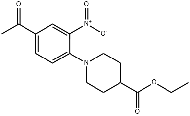 ETHYL 1-(4-ACETYL-2-NITROPHENYL)-4-PIPERIDINECARBOXYLATE 结构式