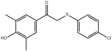 2-[(4-CHLOROPHENYL)SULFANYL]-1-(4-HYDROXY-3,5-DIMETHYLPHENYL)-1-ETHANONE 结构式