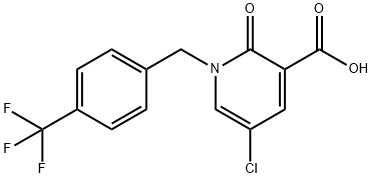 5-CHLORO-2-OXO-1-[4-(TRIFLUOROMETHYL)BENZYL]-1,2-DIHYDRO-3-PYRIDINECARBOXYLIC ACID 结构式