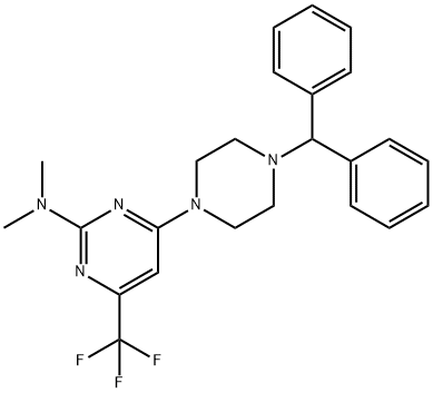 4-(4-BENZHYDRYLPIPERAZINO)-N,N-DIMETHYL-6-(TRIFLUOROMETHYL)-2-PYRIMIDINAMINE 结构式