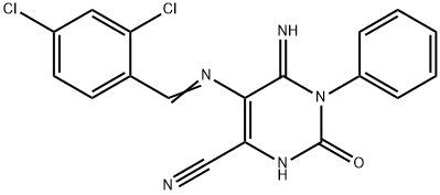 5-(1-AZA-2-(2,4-DICHLOROPHENYL)VINYL)-4-IMINO-2-OXO-3-PHENYL-1H-1,3-DIAZINE-6-CARBONITRILE 结构式