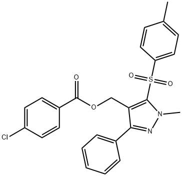 (1-METHYL-5-[(4-METHYLPHENYL)SULFONYL]-3-PHENYL-1H-PYRAZOL-4-YL)METHYL 4-CHLOROBENZENECARBOXYLATE 结构式