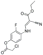 Ethyl 3-(4-[(2-chloroacetyl)oxy]-2-fluoroanilino)-2-cyanoacrylate 结构式
