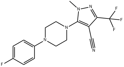 5-[4-(4-FLUOROPHENYL)PIPERAZINO]-1-METHYL-3-(TRIFLUOROMETHYL)-1H-PYRAZOLE-4-CARBONITRILE 结构式