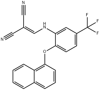 (((2-NAPHTHYLOXY-5-(TRIFLUOROMETHYL)PHENYL)AMINO)METHYLENE)METHANE-1,1-DICARBONITRILE 结构式