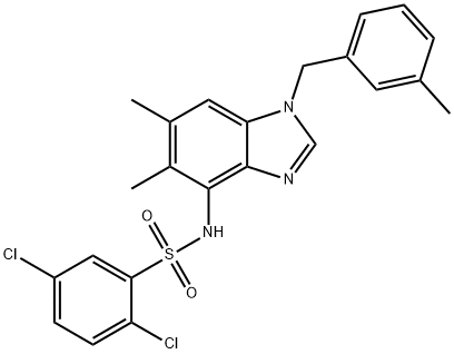 2,5-DICHLORO-N-[5,6-DIMETHYL-1-(3-METHYLBENZYL)-1H-1,3-BENZIMIDAZOL-4-YL]BENZENESULFONAMIDE 结构式