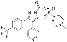 N-[4-(METHYLPHENYL)SULPHONYL]-4-(PYRIMIDIN-4-YL)-3-[4-(TRIFLUOROMETHYL)PHENYL]PYRAZOLE-1-CARBOXAMIDE 结构式