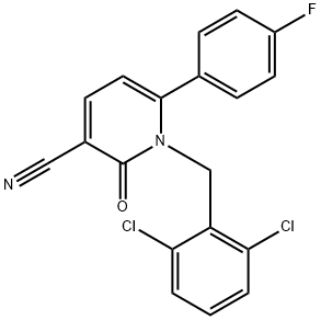 1-(2,6-DICHLOROBENZYL)-6-(4-FLUOROPHENYL)-2-OXO-1,2-DIHYDRO-3-PYRIDINECARBONITRILE 结构式