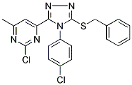 4-[5-(BENZYLTHIO)-4-(4-CHLOROPHENYL)-4H-1,2,4-TRIAZOL-3-YL]-2-CHLORO-6-METHYLPYRIMIDINE 结构式