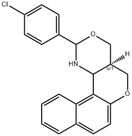 2-(4-CHLOROPHENYL)-1,4A,5,12C-TETRAHYDRO-2H,4H-BENZO[5,6]CHROMENO[4,3-D][1,3]OXAZINE 结构式