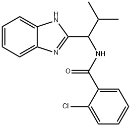N-[1-(1H-1,3-BENZIMIDAZOL-2-YL)-2-METHYLPROPYL]-2-CHLOROBENZENECARBOXAMIDE 结构式