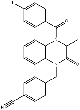4-([4-(4-Fluorobenzoyl)-3-methyl-2-oxo-3,4-dihydro-1(2H)-quinoxalinyl]methyl)benzenecarbonitrile 结构式
