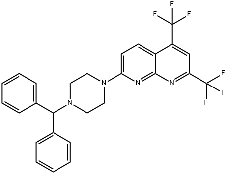 7-(4-BENZHYDRYLPIPERAZINO)-2,4-BIS(TRIFLUOROMETHYL)[1,8]NAPHTHYRIDINE 结构式