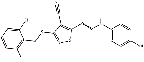 5-[2-(4-CHLOROANILINO)VINYL]-3-[(2-CHLORO-6-FLUOROBENZYL)SULFANYL]-4-ISOTHIAZOLECARBONITRILE 结构式