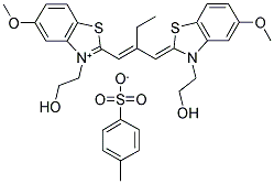 3-(2-HYDROXYETHYL)-2-[2-[[3-(2-HYDROXYETHYL)-5-METHOXY-2-BENZOTHIAZOLYLIDENE]METHYL]-1-BUTENYL]-5-METHOXYBENZOTHIAZOLIUM TOSYLATE 结构式
