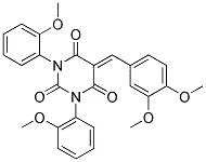 1,3-BIS(2-METHOXYPHENYL)-5-((3,4-DIMETHOXYPHENYL)METHYLENE)-1,3-DIAZAPERHYDROINE-2,4,6-TRIONE 结构式