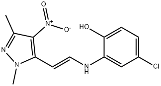 4-CHLORO-2-([2-(1,3-DIMETHYL-4-NITRO-1H-PYRAZOL-5-YL)VINYL]AMINO)BENZENOL 结构式