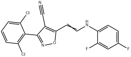 3-(2,6-DICHLOROPHENYL)-5-[2-(2,4-DIFLUOROANILINO)VINYL]-4-ISOXAZOLECARBONITRILE 结构式