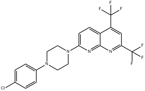 7-[4-(4-CHLOROPHENYL)PIPERAZINO]-2,4-BIS(TRIFLUOROMETHYL)[1,8]NAPHTHYRIDINE 结构式