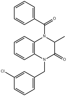 4-BENZOYL-1-(3-CHLOROBENZYL)-3-METHYL-3,4-DIHYDRO-2(1H)-QUINOXALINONE 结构式