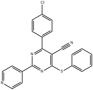 4-(4-CHLOROPHENYL)-6-(PHENYLSULFANYL)-2-(4-PYRIDINYL)-5-PYRIMIDINECARBONITRILE 结构式