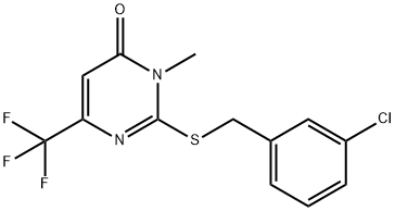 2-[(3-CHLOROBENZYL)SULFANYL]-3-METHYL-6-(TRIFLUOROMETHYL)-4(3H)-PYRIMIDINONE 结构式