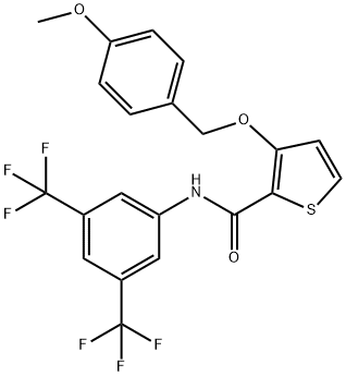 N-[3,5-BIS(TRIFLUOROMETHYL)PHENYL]-3-[(4-METHOXYBENZYL)OXY]-2-THIOPHENECARBOXAMIDE 结构式