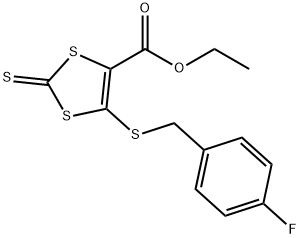 ETHYL 5-[(4-FLUOROBENZYL)SULFANYL]-2-THIOXO-1,3-DITHIOLE-4-CARBOXYLATE 结构式