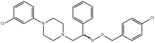 2-[4-(3-CHLOROPHENYL)PIPERAZINO]-1-PHENYL-1-ETHANONE O-(4-CHLOROBENZYL)OXIME 结构式