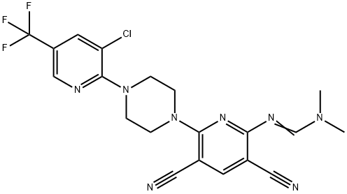 N'-(6-(4-[3-CHLORO-5-(TRIFLUOROMETHYL)-2-PYRIDINYL]PIPERAZINO)-3,5-DICYANO-2-PYRIDINYL)-N,N-DIMETHYLIMINOFORMAMIDE 结构式