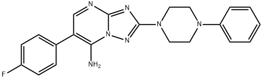 6-(4-FLUOROPHENYL)-2-(4-PHENYLPIPERAZINO)[1,2,4]TRIAZOLO[1,5-A]PYRIMIDIN-7-AMINE 结构式